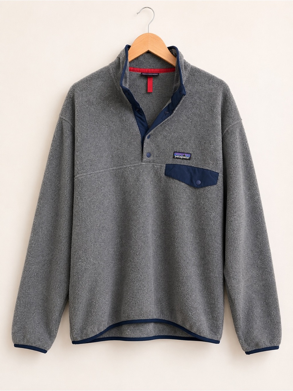 Patagonia Synchilla Snap-T Fleece Pullover Gray Navy Men’s Medium Hiking